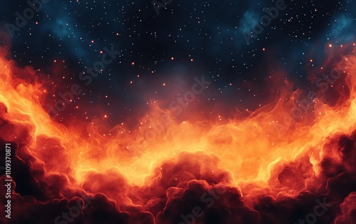 Wallpaper Mural A stunning display of fiery clouds illuminated under a starry night sky. Torontodigital.ca