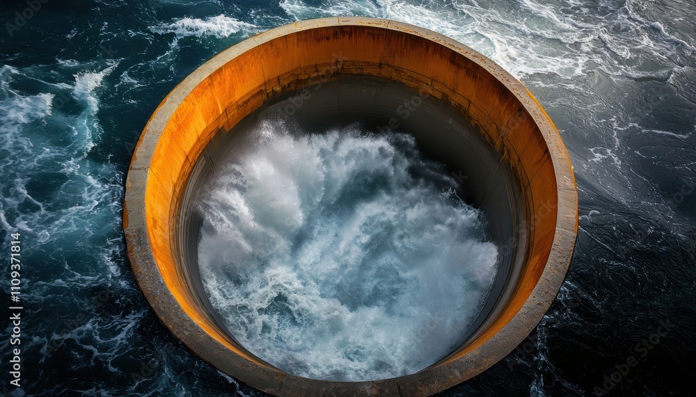 A hydroelectric dam releasing water with dynamic force, renewable energy at work A hydroelectric dam releasing water with dynamic force, renewable energy at work