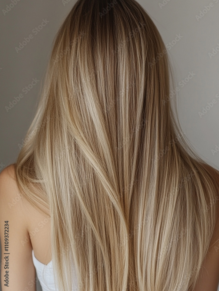 Fototapeta premium Beautiful blond hair woman. Back of girl with Healthy hair.