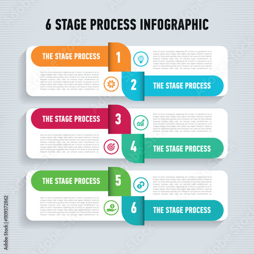 Six Stages Infographic Design Template 25