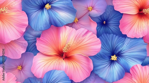 Wallpaper Mural Seamless floral pattern design featuring vibrant summer blooms perfect for digital textile applications Torontodigital.ca