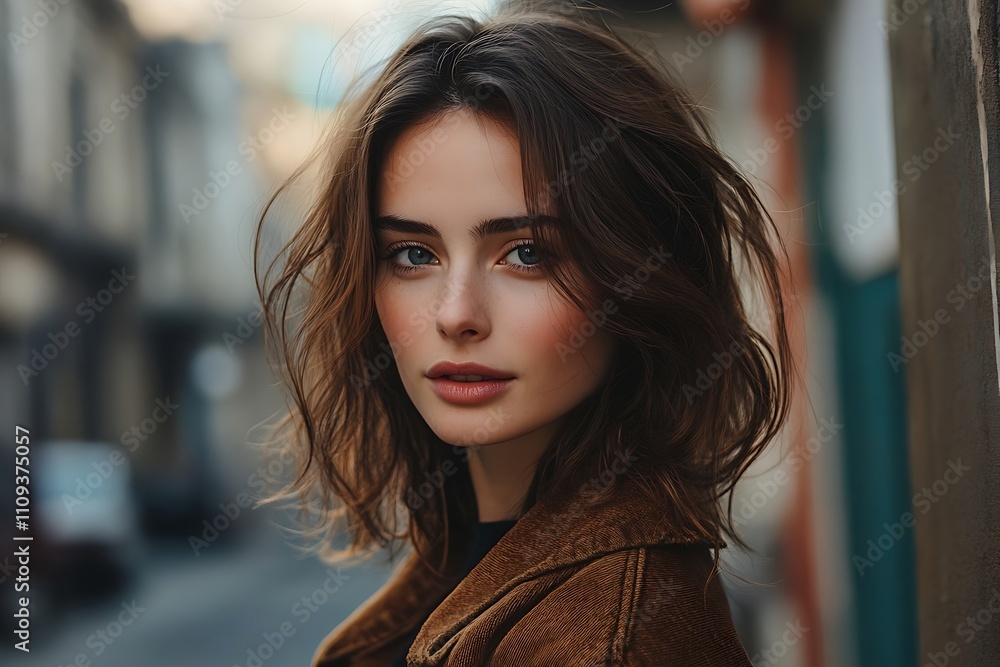 Golden Hour Brunette Girl Portrait Confident and Pensive