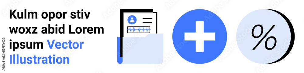 Folder with a document, blue plus sign, and a percentage symbol. Ideal for business presentations, finance planning, data management, healthcare, education, marketing, and web design. Landing page Folder with a document, blue plus sign, and a percentage symbol. Ideal for business presentations, finance planning, data management, healthcare, education, marketing, and web design. Landing page