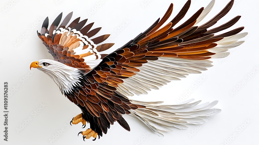 Fototapeta premium Detailed Paper Art Representation of a Majestic Eagle in Flight