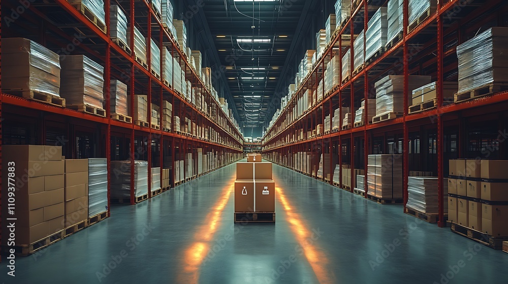 Fototapeta premium Warehouse logistics industrial space and supply chain solutions