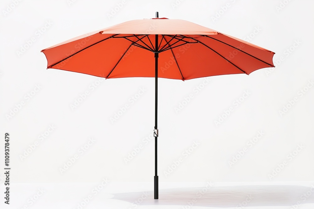 Fototapeta premium Bright red umbrella on minimalist white background