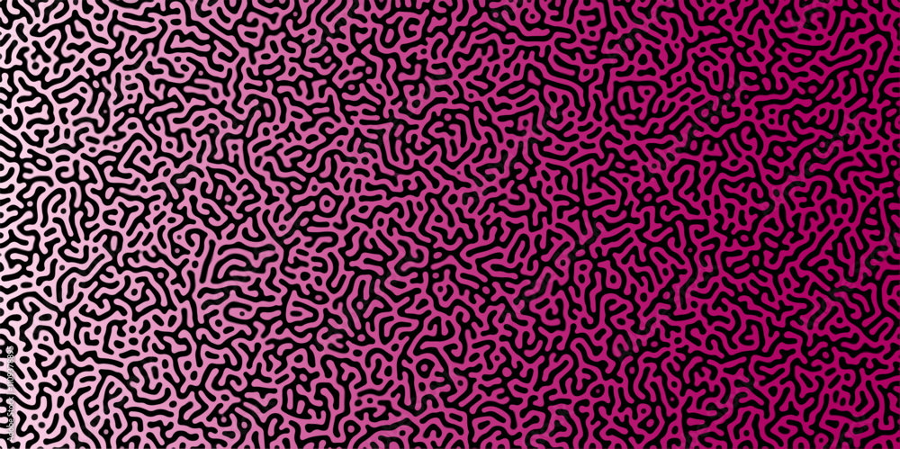 Fototapeta premium Gradient noise line abstract spread geometric background. Monochrome Turing reaction background. Abstract diffusion pattern with chaotic shapes. Vector illustration 