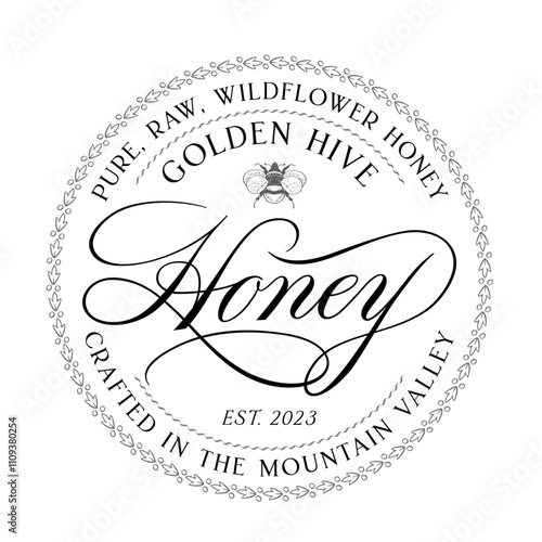 Vintage Calligraphic Honey Label