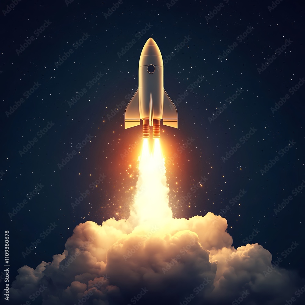 Fototapeta premium Light bulb rocket blending creativity and space exploration image