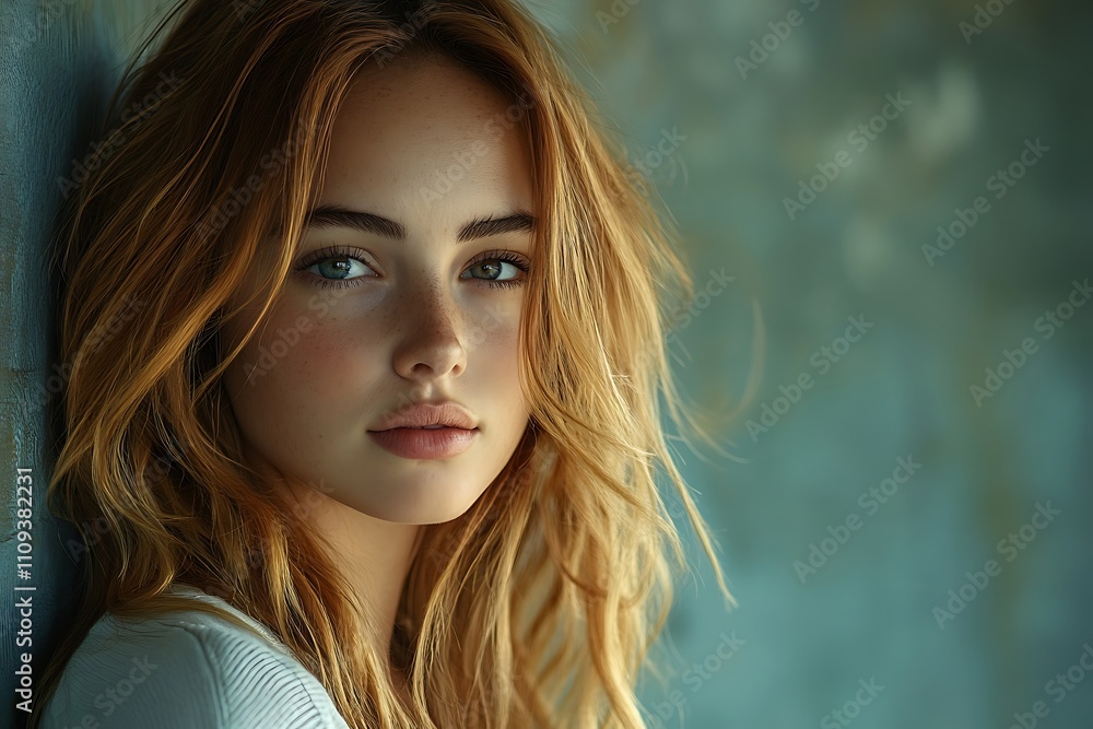 Golden Hour Redhead Portrait Delicate Skin, Blurry Background Golden Hour Redhead Portrait Delicate Skin, Blurry Background