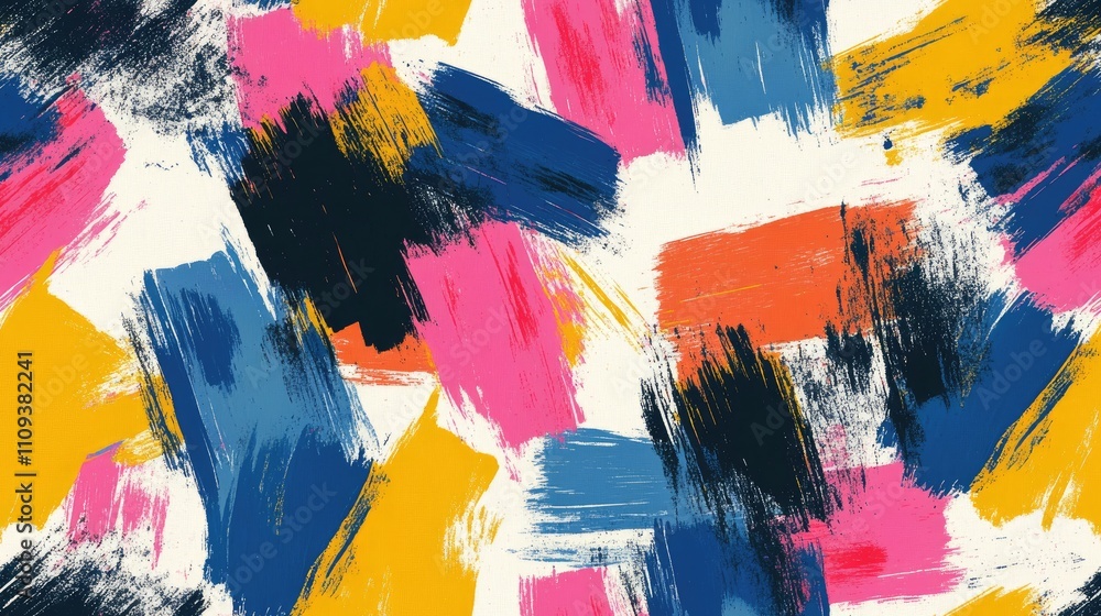 Fototapeta premium Seamless brushed painted abstract pattern with vibrant colors for creative design projects