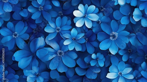 Fototapeta Naklejka Na Ścianę i Meble -  Vibrant watercolor pattern of bright blue flowers ideal for fabric design and decorative projects