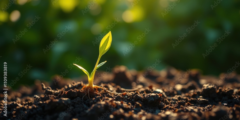 A lone sprout reaching towards the sunlight, its delicate leaves unfurling in the warm glow of the morning sun, a symbol of hope and new beginnings. A lone sprout reaching towards the sunlight, its delicate leaves unfurling in the warm glow of the morning sun, a symbol of hope and new beginnings.