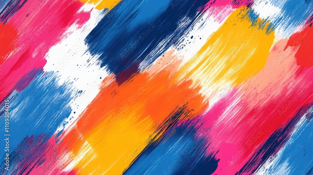 Obraz premium Seamless abstract pattern featuring brushed painted strokes vibrant 2D illustration for modern design applications