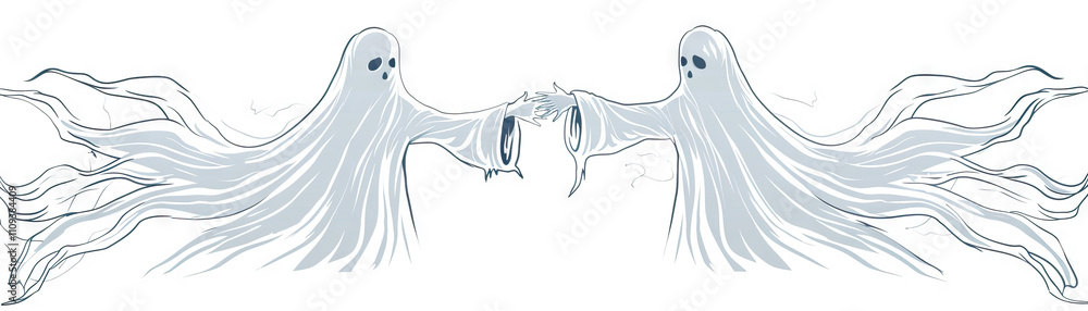 Spirits are the whispers of lost loves: Picture ghostly figures reaching out to each other in a gentle embrace, symbolizing the enduring love that transcends death Spirits are the whispers of lost loves: Picture ghostly figures reaching out to each other in a gentle embrace, symbolizing the enduring love that transcends death