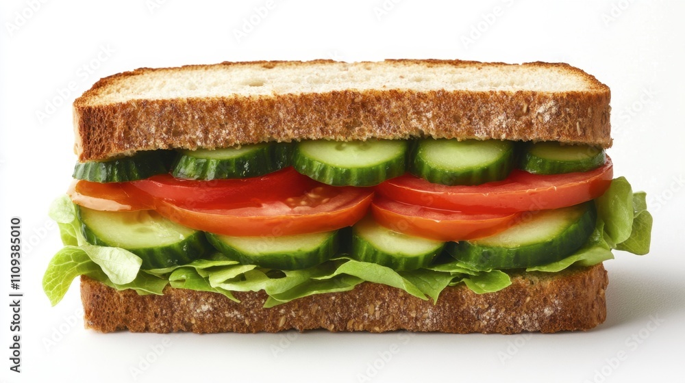 Fresh Vegetable Sandwich with Sliced Tomatoes and Cucumbers Fresh Vegetable Sandwich with Sliced Tomatoes and Cucumbers