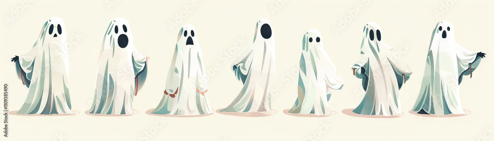 Obraz premium Ghosts are the echoes of history's tragedies: Visualize ghostly figures in historic attire, replaying tragic events from the past, symbolizing the lingering imp