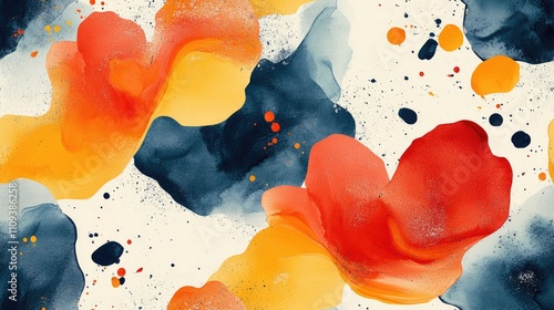 Seamless abstract watercolor pattern featuring vibrant colors and fluid shapes for modern design applications