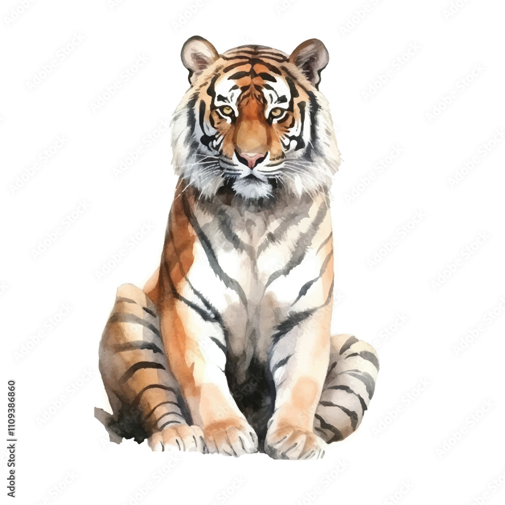 Obraz premium watercolor Tiger isolated white background