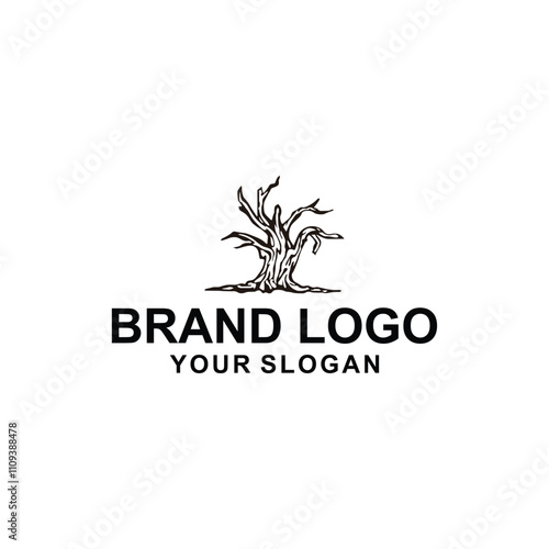 silhouette dead tree trunk logo vector illustration