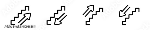 Simple stair up and down. Modern stairs icon. Staircase up or down illustration. Icons staircase in vector design style