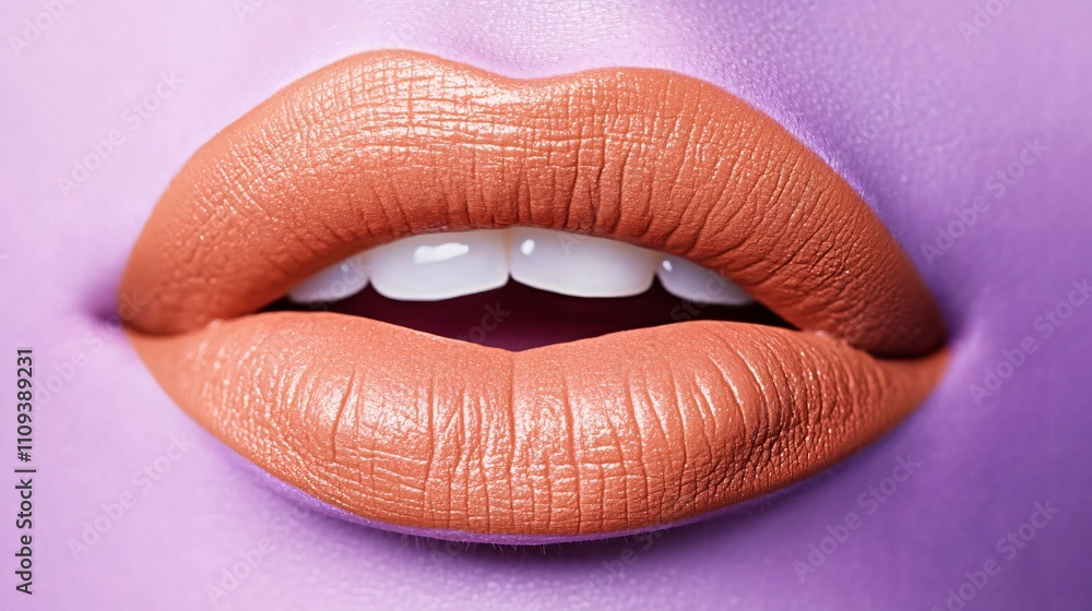 Fototapeta premium Close-up view of expertly done permanent makeup on lips showcasing a natural finish