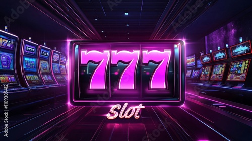 Colorful cartoon logo featuring slot machine symbols with bold text design photo