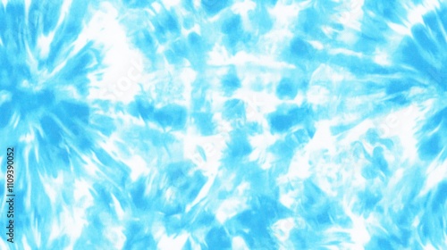 Light blue tie dye pattern with aquarelle effect and vibrant hand drawn design perfect for textile and fashion applications