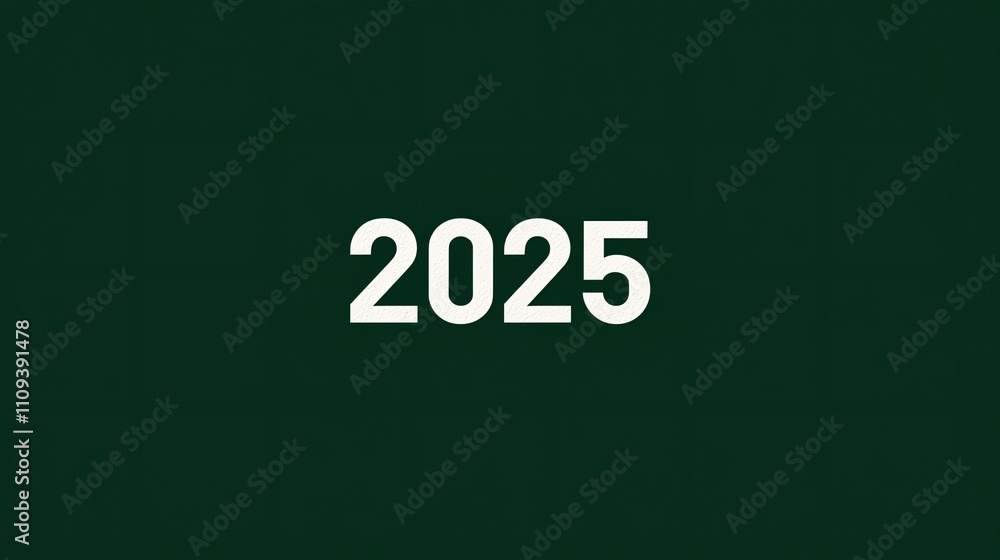 Obraz premium Year 2025 displayed in bold white text against a rich green background