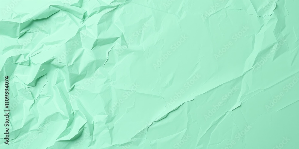 Obraz premium Abstract Crumpled Mint Green Paper Texture for Backgrounds and Design Projects
