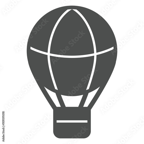 Balloon for traveling solid icon, eco tourism concept. Vector graphics. Hot air balloon transport sign on white background, glyph style icon for mobile or web design.