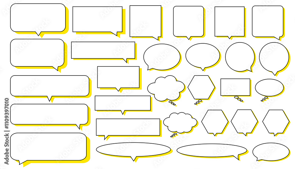 Obraz premium 影付きふきだしセット（黄色）