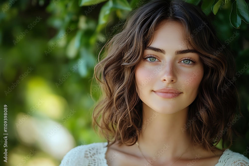 Radiant Girl with Wavy Hair Summer Glow and Freckles Radiant Girl with Wavy Hair Summer Glow and Freckles