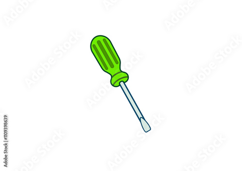 Vector illustration of cartoon screwdriver on white background	