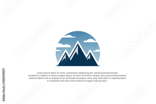 mountain hill logo design scenery hand drawn