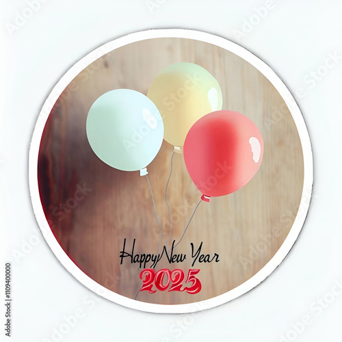  Happy new year 2025  celebration background beautiful design decorated baloon.

