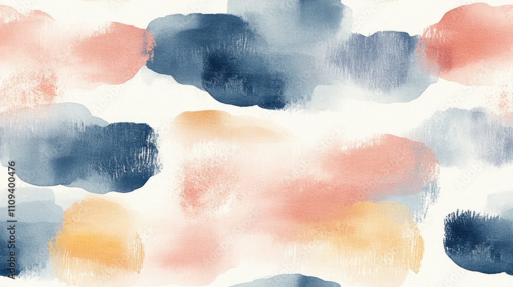 Fototapeta premium Seamless watercolor paper pattern with abstract brush strokes perfect for creative design projects