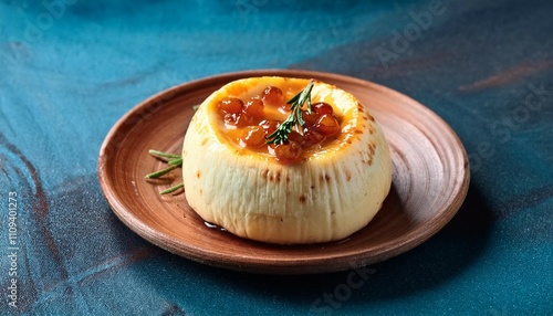 lappish baked cheese with cloudberry jam photo