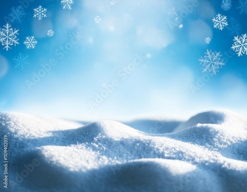 Wallpaper Mural winter snow background with snowdrifts with beautiful light and snow flakes on the blue sky beautiful bokeh circles banner format copy space Torontodigital.ca