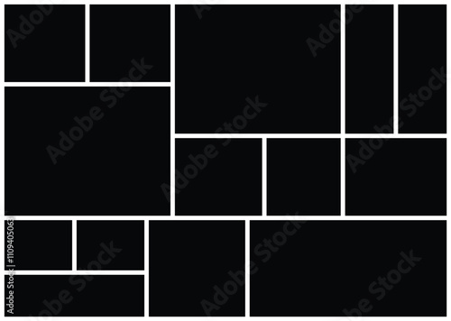 Photo collage vector template illustration. Grid pattern for picture display presentation. background and rectangle shape for wall mood board.