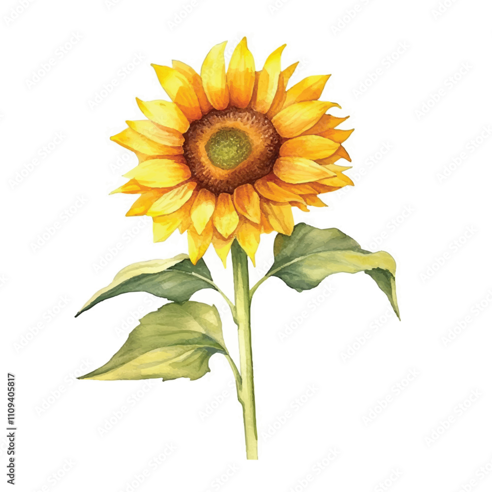 Obraz premium watercolor Sunflower isolated white background