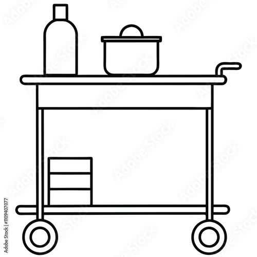 Kitchen Bar Trolley Line Art.