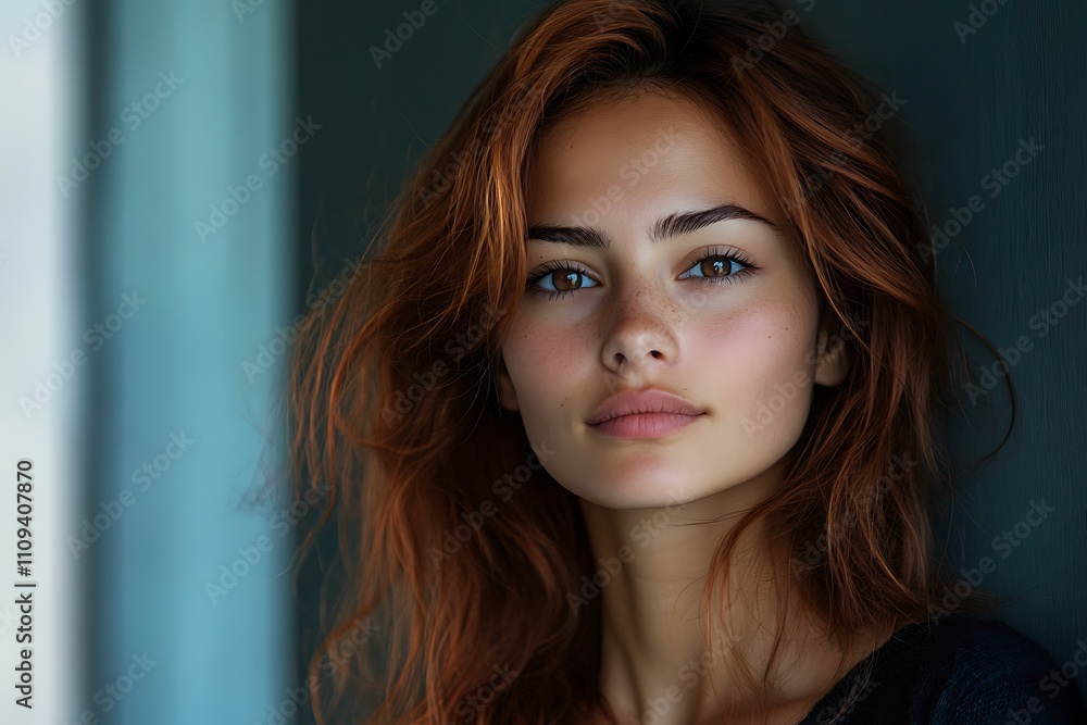Serene Ginger Headshot Soft Lighting, Intense Gaze Serene Ginger Headshot Soft Lighting, Intense Gaze