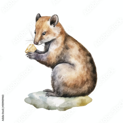 watercolor Stone Marten isolated white background