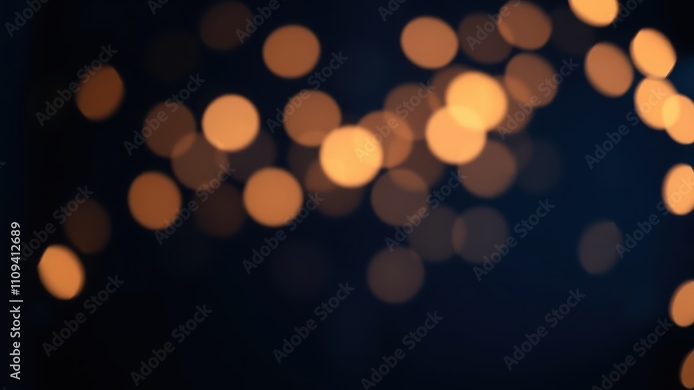 Obraz premium Abstract Bokeh Background of Defocused Golden Lights on a Deep Blue Canvas