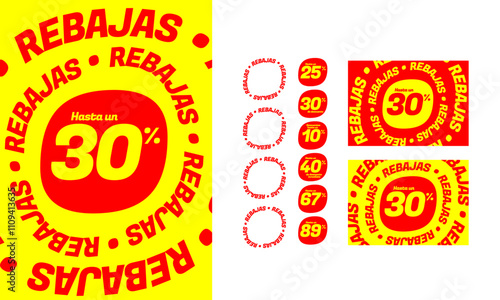 Rebajas. visual promocional. Discount SET.