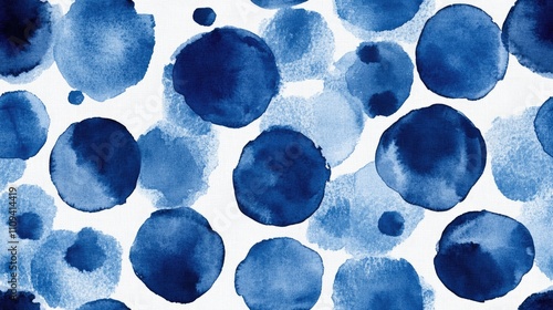 Seamless pattern featuring a blue watercolor abstract background with hand drawn blurred blobs perfect for textiles and wallpaper