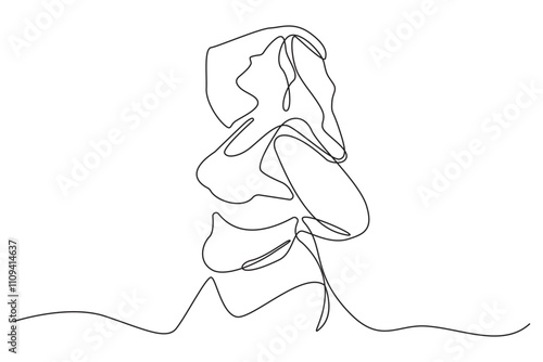 Body positive art. Beautiful curvaceous woman body continuous line drawing. Vector illustration