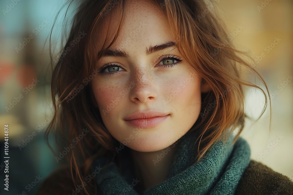 Soft Auburn Hair Portrait Freckles and Gentle Blush Soft Auburn Hair Portrait Freckles and Gentle Blush