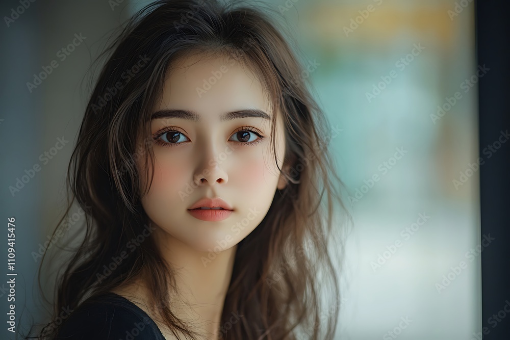 Fototapeta premium Soft Focus Portrait Golden Complexion Asian Brunette Woman